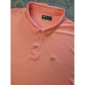 Jack Nicklaus Golden Bear Golf Polo Shirt Orange White Striped Sz XL